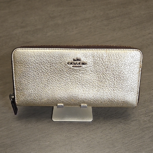 Coach Accordion Zip Wallet, Light Bronze Color - Picture 1 of 11